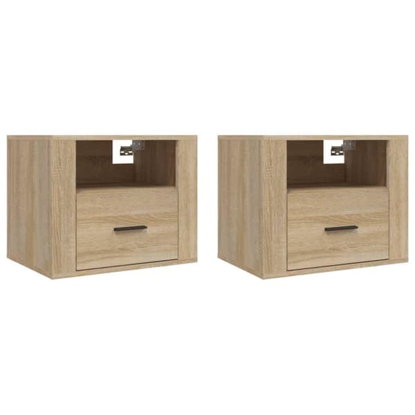 vidaXL Veggmonterte nattbord 2 stk sonoma eik 50x36x40 cm
