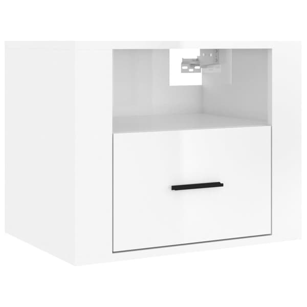 vidaXL Veggmonterte nattbord 2 stk høyglans hvit 50x36x40 cm