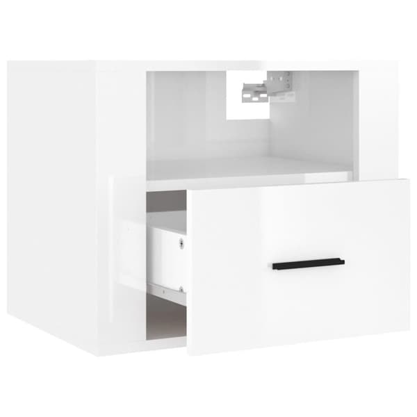 vidaXL Veggmonterte nattbord 2 stk høyglans hvit 50x36x40 cm