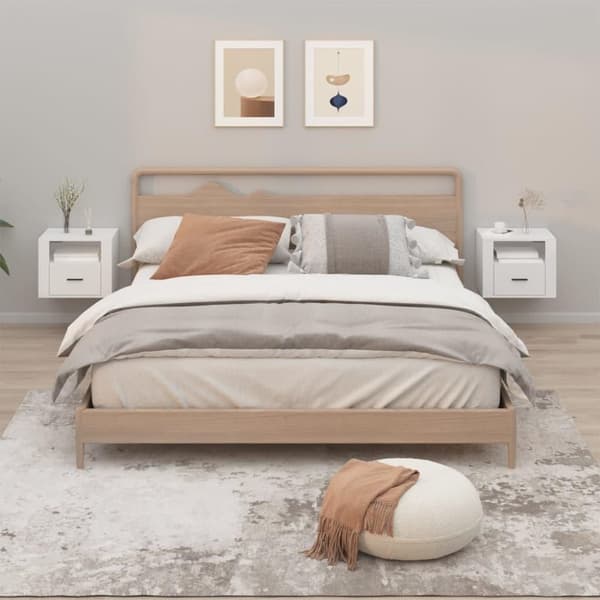 vidaXL Veggmonterte nattbord 2 stk hvit 50x36x40 cm