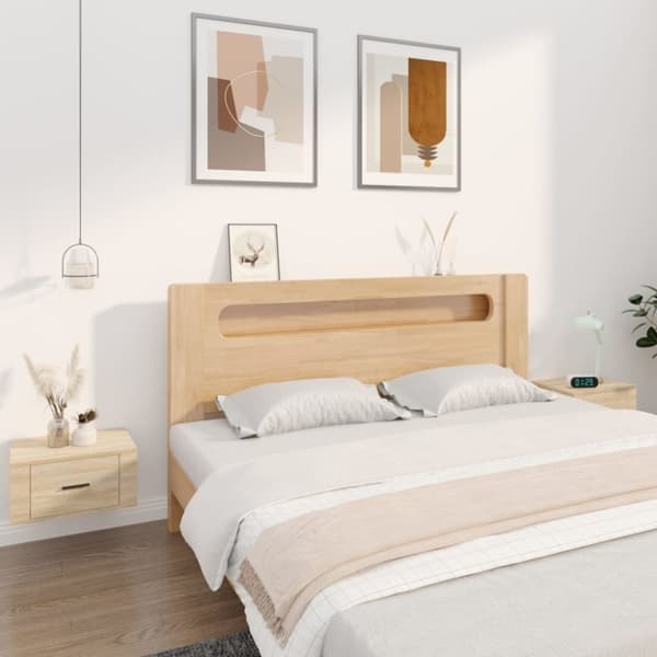 vidaXL væghængte sengeborde 2 stk. 50x36x25 cm sonoma-eg