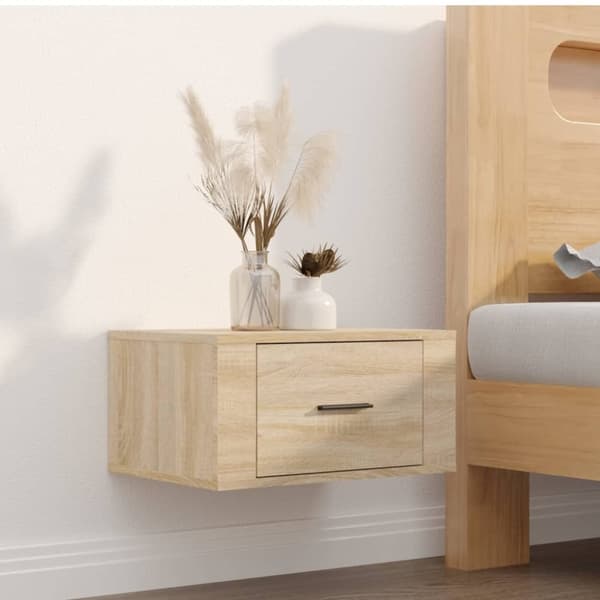 vidaXL væghængte sengeborde 2 stk. 50x36x25 cm sonoma-eg