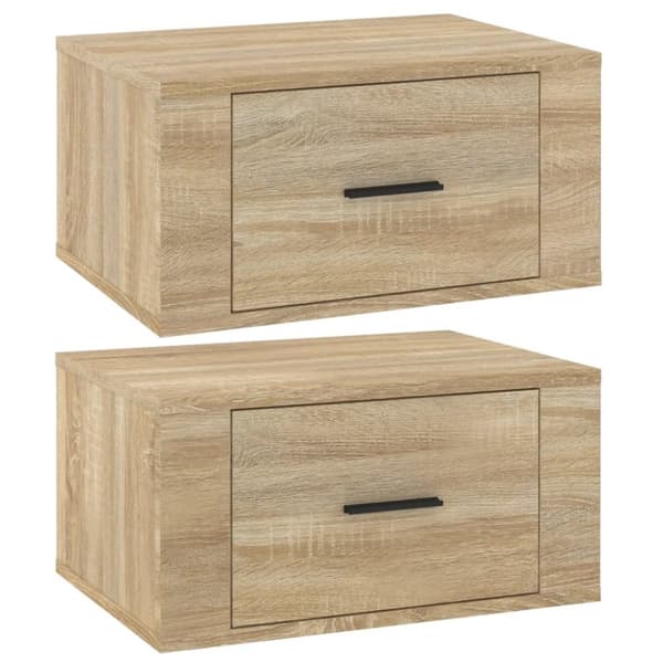 vidaXL væghængte sengeborde 2 stk. 50x36x25 cm sonoma-eg