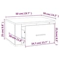 Pikkukuva 11 / 11: vidaXL Seinäkiinnitettävät yöpöydät 2 kpl savutammi 50x36x25 cm