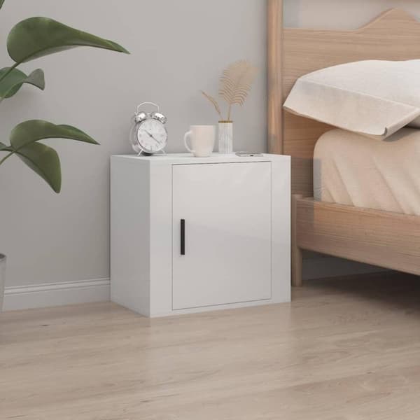 vidaXL væghængte sengeborde 2 stk. 50x30x47 cm hvid højglans