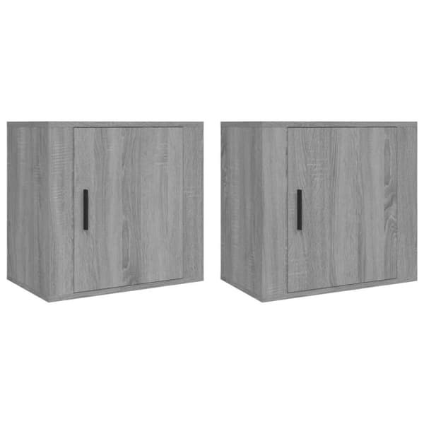 vidaXL Seinäkiinnitettävät yöpöydät 2 kpl harmaa Sonoma 50x30x47 cm