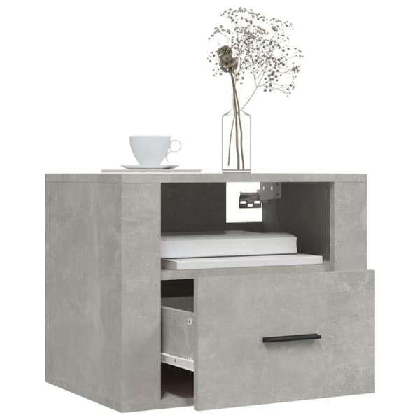 vidaXL væghængt sengebord 50x36x40 cm betongrå