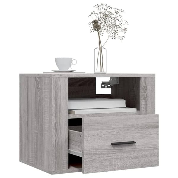 vidaXL Veggmonterte nattbord 2 stk grå sonoma 50x36x40 cm