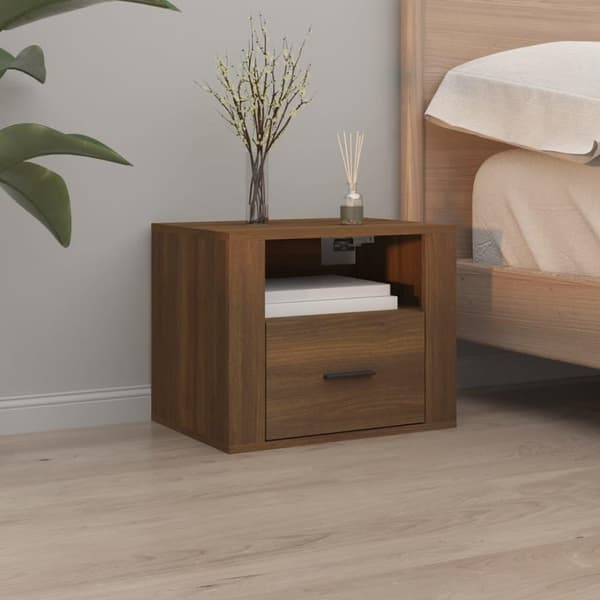 vidaXL Veggmonterte nattbord 2 stk brun eik 50x36x40 cm