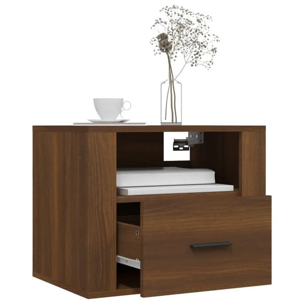 vidaXL Veggmonterte nattbord 2 stk brun eik 50x36x40 cm