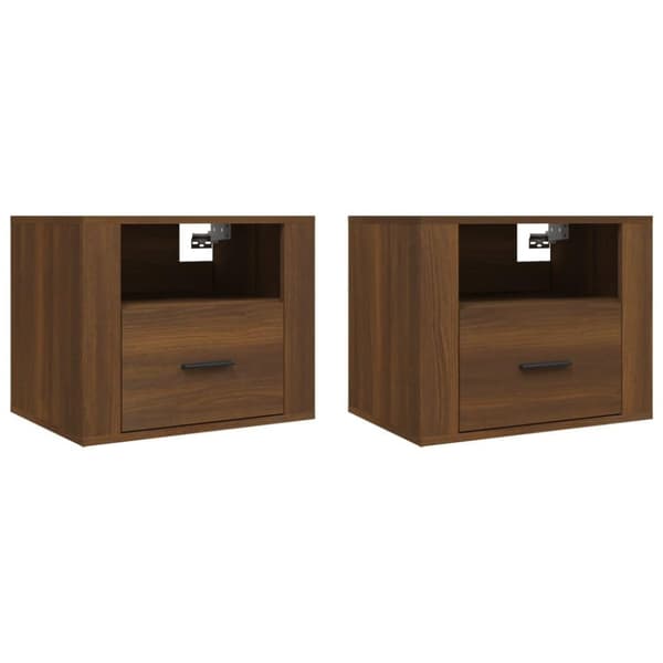 vidaXL Veggmonterte nattbord 2 stk brun eik 50x36x40 cm
