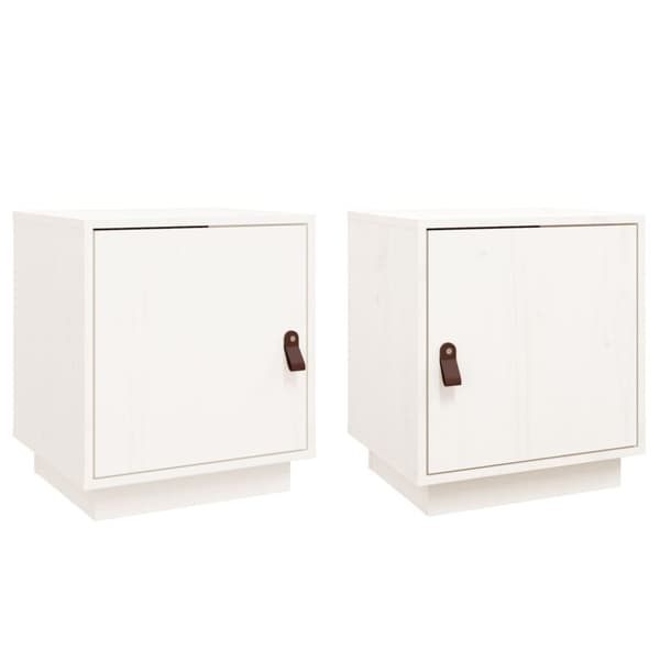 vidaXL Nattbord 2 stk hvit 40x34x45 cm heltre furu