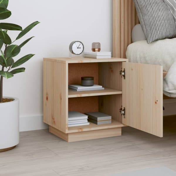 vidaXL sengebord 40x34x45 cm massivt fyrretræ