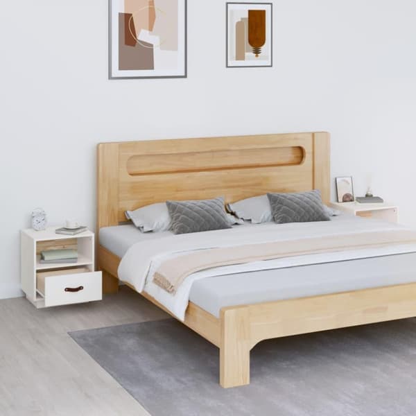 vidaXL sengeborde 2 stk. 40x34x45 cm massivt fyrretræ hvid