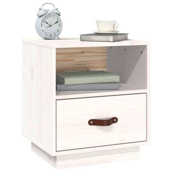 vidaXL sengeborde 2 stk. 40x34x45 cm massivt fyrretræ hvid