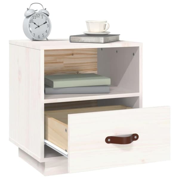 vidaXL sengeborde 2 stk. 40x34x45 cm massivt fyrretræ hvid