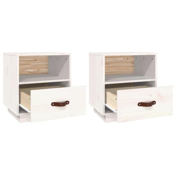 vidaXL sengeborde 2 stk. 40x34x45 cm massivt fyrretræ hvid