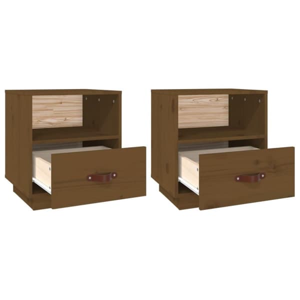vidaXL sengeborde 2 stk. 40x34x45 cm massivt fyrretræ gyldenbrun