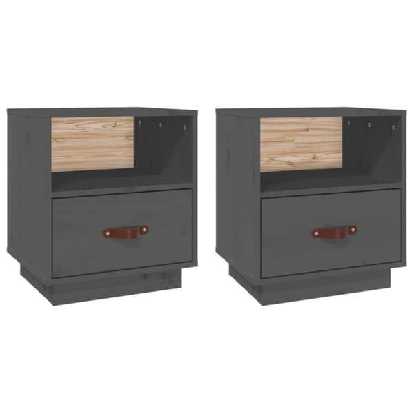 vidaXL sengeborde 2 stk. 40x34x45 cm massivt fyrretræ grå
