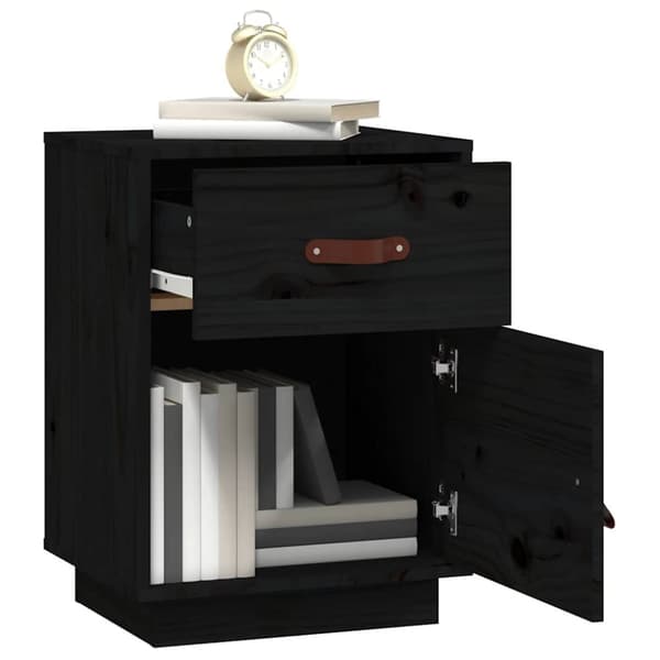 vidaXL sengeborde 2 stk. 40x34x55 cm massivt fyrretræ sort