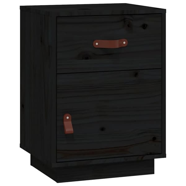 vidaXL sengeborde 2 stk. 40x34x55 cm massivt fyrretræ sort