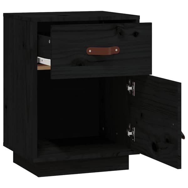 vidaXL sengeborde 2 stk. 40x34x55 cm massivt fyrretræ sort