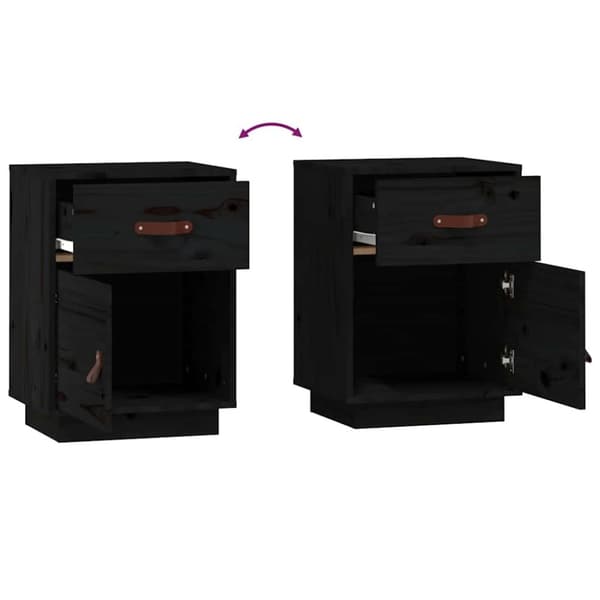 vidaXL sengeborde 2 stk. 40x34x55 cm massivt fyrretræ sort
