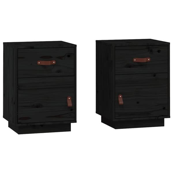 vidaXL sengeborde 2 stk. 40x34x55 cm massivt fyrretræ sort