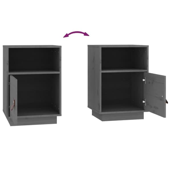vidaXL sengeborde 2 stk. 40x34x55 cm massivt fyrretræ grå