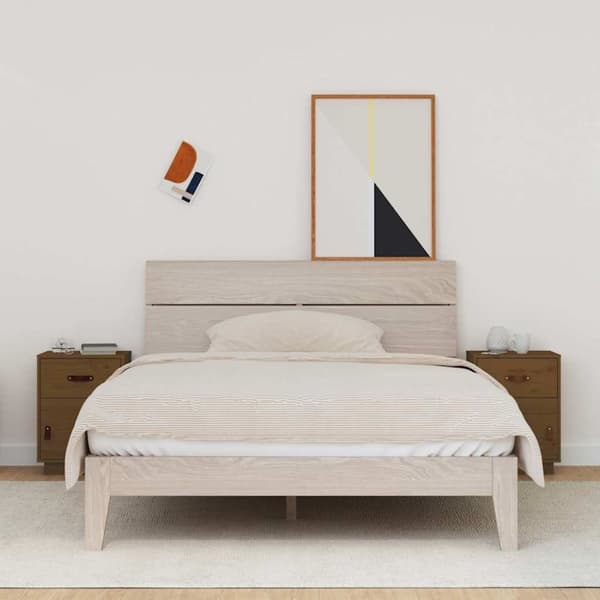 vidaXL sengeborde 2 stk. 40x34x55 cm massivt fyrretræ gyldenbrun