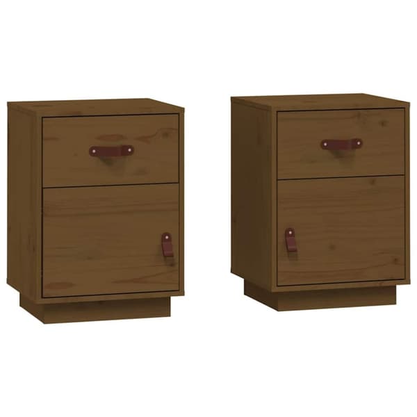 vidaXL sengeborde 2 stk. 40x34x55 cm massivt fyrretræ gyldenbrun
