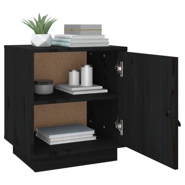 vidaXL sengeborde 2 stk. 40x34x45 cm massivt fyrretræ sort