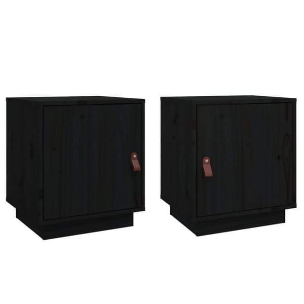 vidaXL sengeborde 2 stk. 40x34x45 cm massivt fyrretræ sort