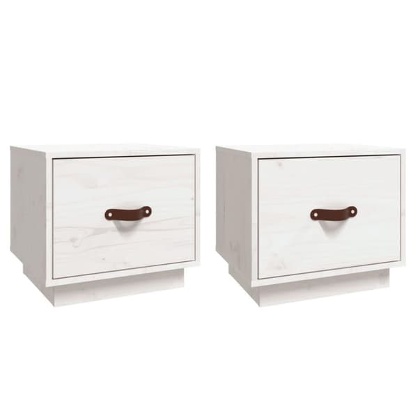 vidaXL sengeborde 2 stk. 40x34x35 cm massivt fyrretræ hvid
