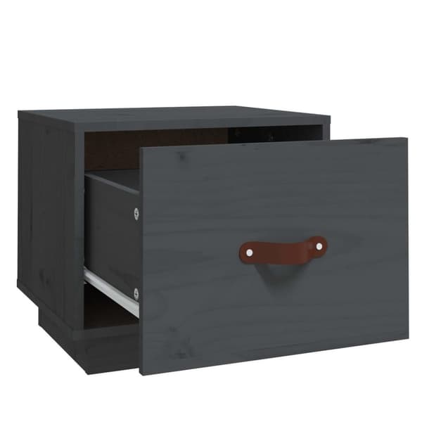 vidaXL sengebord 40x34x35 cm massivt fyrretræ grå