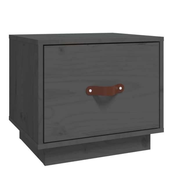 vidaXL sengebord 40x34x35 cm massivt fyrretræ grå