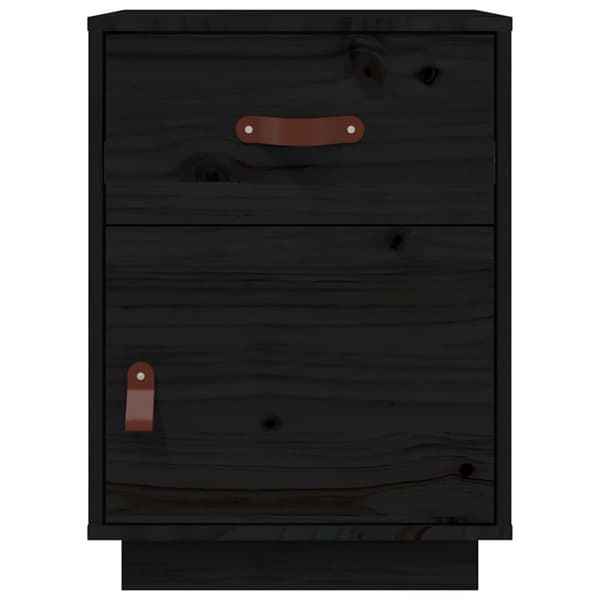 vidaXL sengebord 40x34x55 cm massivt fyrretræ sort