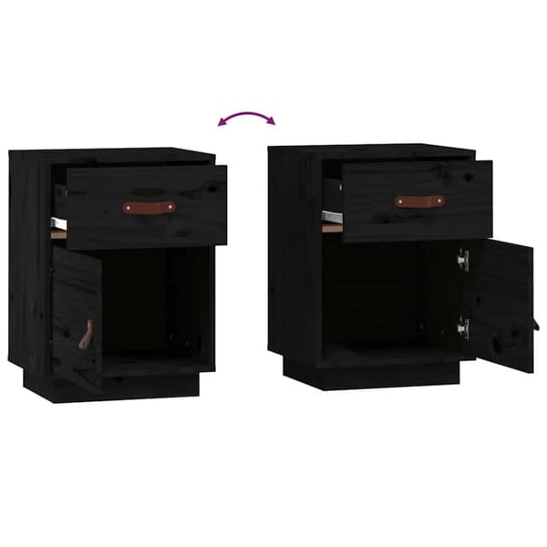 vidaXL sengebord 40x34x55 cm massivt fyrretræ sort