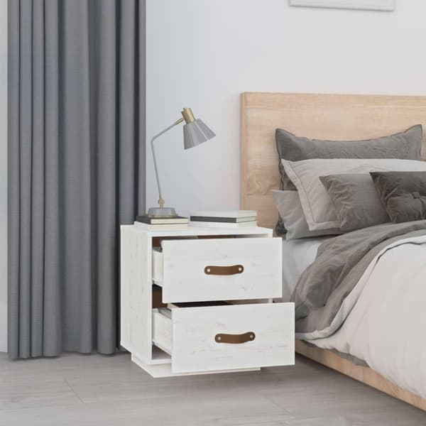 vidaXL Nattbord hvit 40x34x45 cm heltre furu