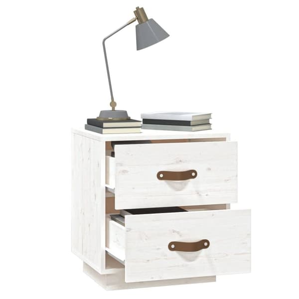 vidaXL Nattbord hvit 40x34x45 cm heltre furu