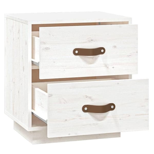 vidaXL Nattbord hvit 40x34x45 cm heltre furu