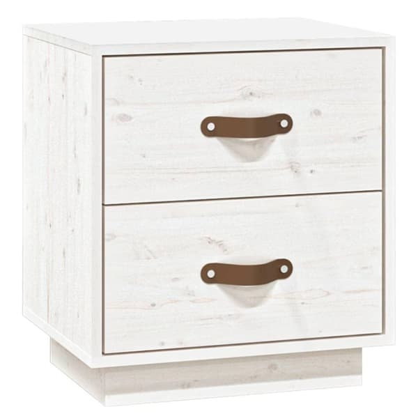 vidaXL Nattbord hvit 40x34x45 cm heltre furu