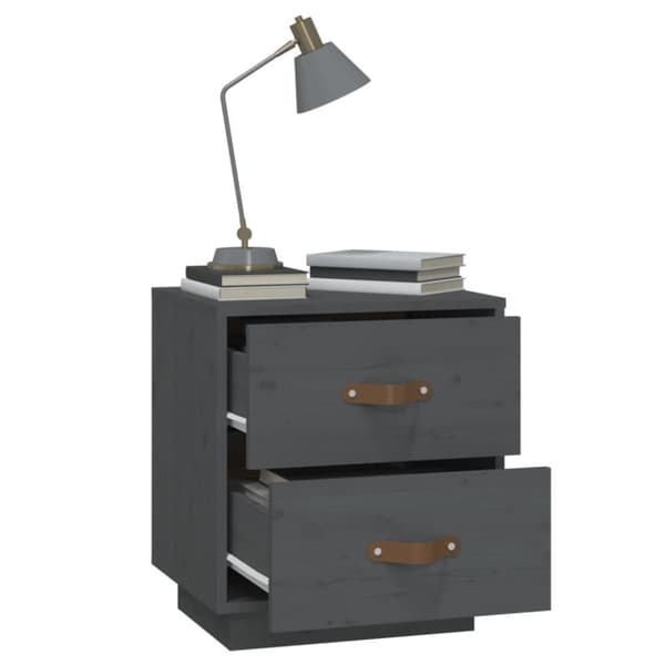 vidaXL Nattbord 2 stk grå 40x34x45 cm heltre furu