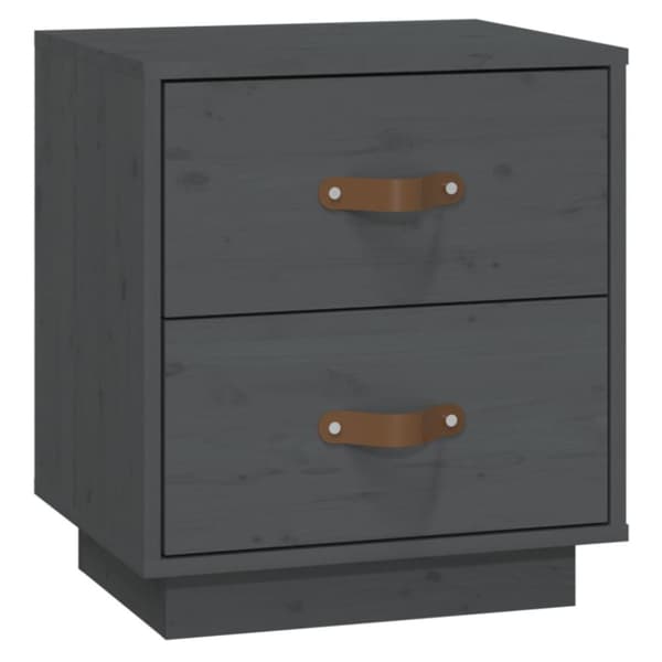vidaXL Nattbord 2 stk grå 40x34x45 cm heltre furu