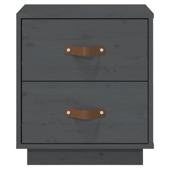 vidaXL Nattbord 2 stk grå 40x34x45 cm heltre furu