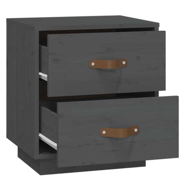 vidaXL Nattbord 2 stk grå 40x34x45 cm heltre furu