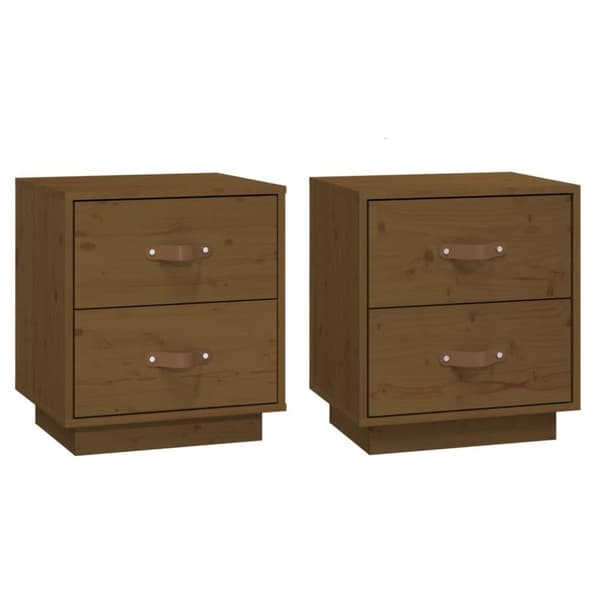 vidaXL Nattbord 2 stk honningbrun 40x34x45 cm heltre furu