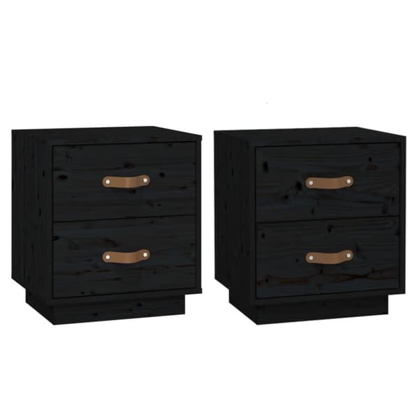 vidaXL Nattbord 2 stk svart 40x34x45 cm heltre furu