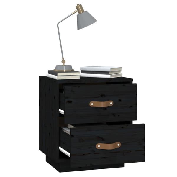 vidaXL Nattbord svart 40x34x45 heltre furu