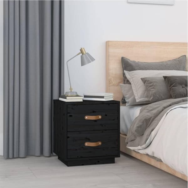 vidaXL Nattbord svart 40x34x45 heltre furu